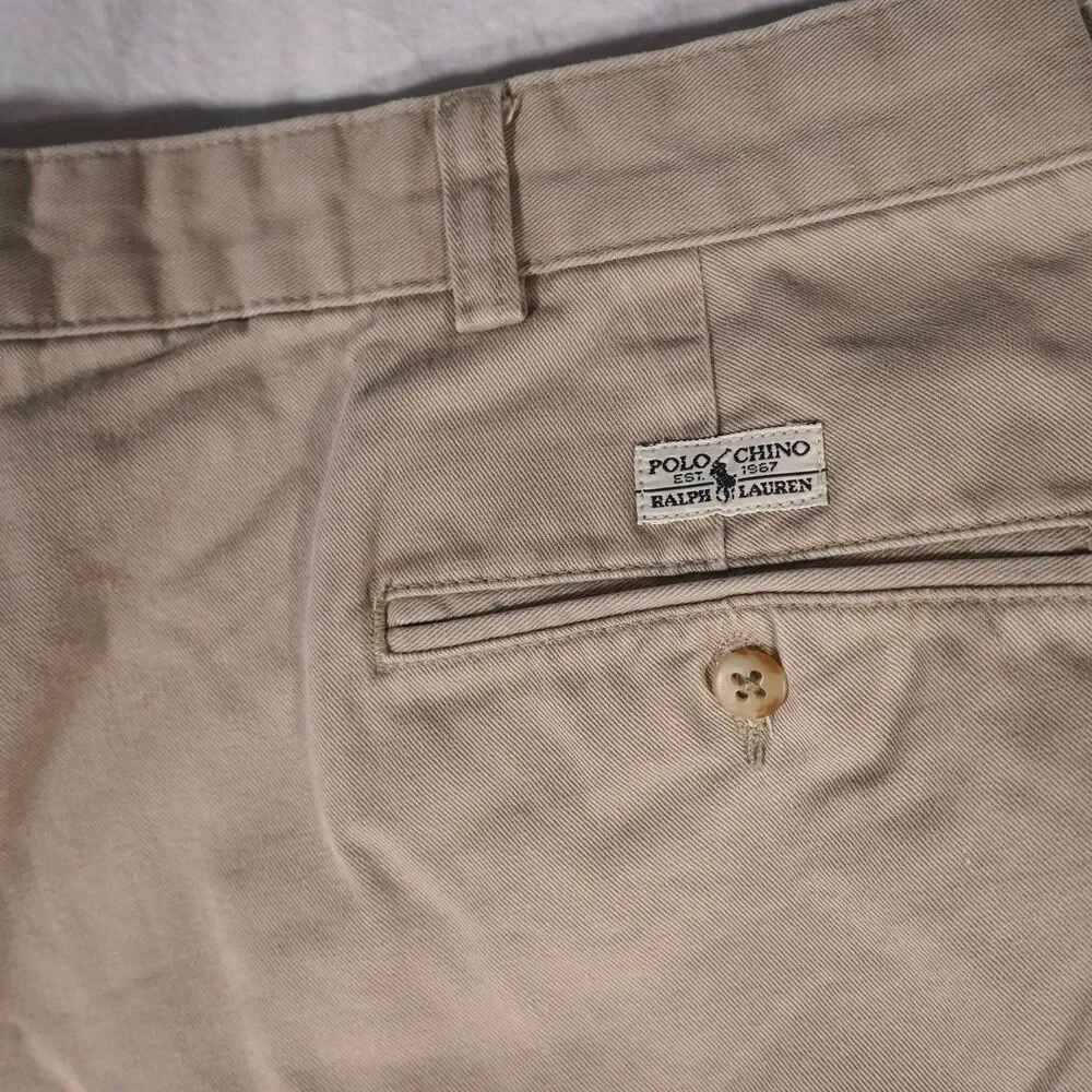 Vintage Polo Ralph Lauren Tyler Shorts Tan Beige Chino 38
